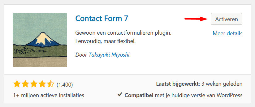 plugin contact form activeren