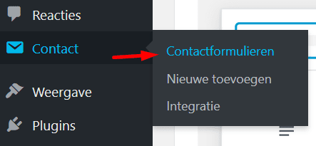 plugin contact form instellen