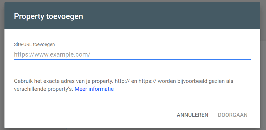 google search console property invoeren