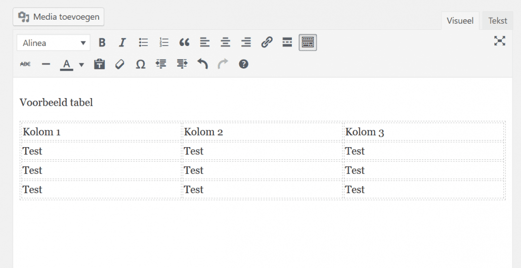 tabel wordpress editor